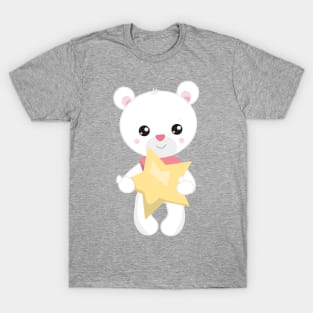 Cute Bear, White Bear, Teddy Bear, Baby Bear, Star T-Shirt